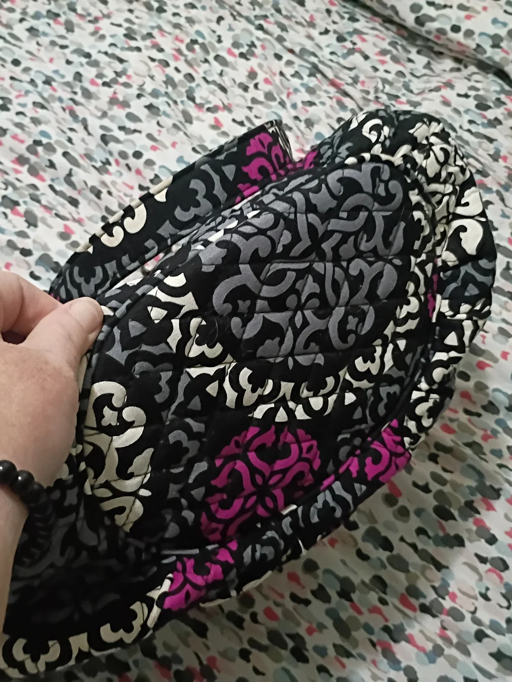 Vera Bradley Black, White & Purple Quilted Tote